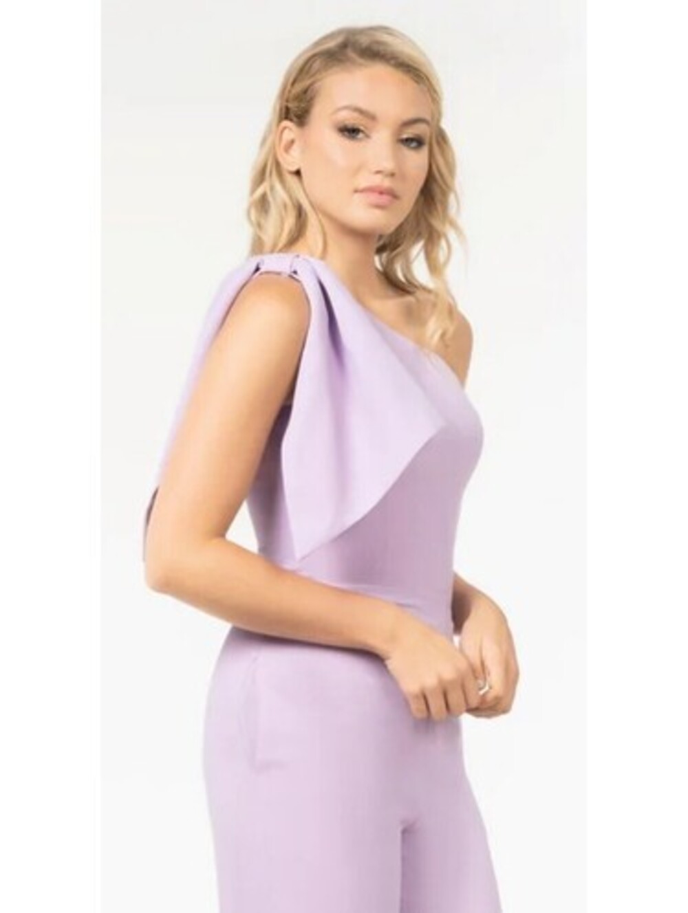 Dress the Population Tiffany One Shoulder Jumpsuit, Wisteria Size Medium - Picture 2 of 13